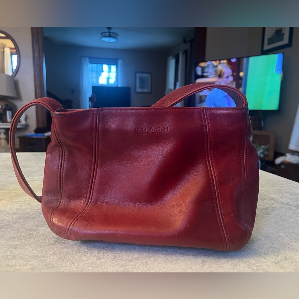 Vintage Coach 4186 Slim Crossbody Bag Flap Red Leather Hippie Messenger Purse